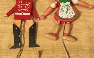 Vintage Set of 2 Wooden Articulated Christmas Ornaments East Germany Soldier 3
