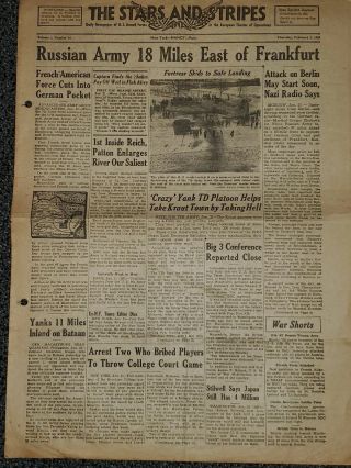 Wwii Stars And Stripes Newspaper Feb.  1st 1945 Attack On Berlin May Start Soon