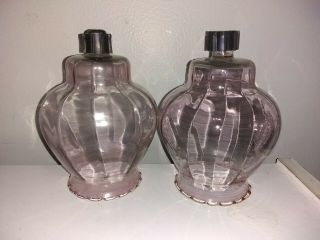 2 Home Interior Homco Pink / Cranberry Optic Glass Votive Cup Holder Sconces