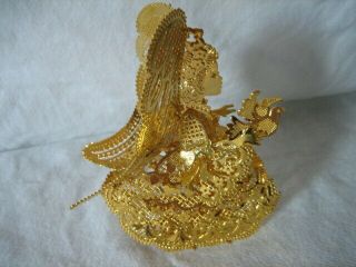 Gold - Plated 3 - D Laser Cut Angel W/dove Christmas Ornament Inscribed Lee Graves