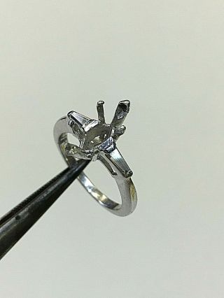 Vintage Platinum Marquise Semi - Mount 2 Baguette Diamonds Engagement Ring Setting