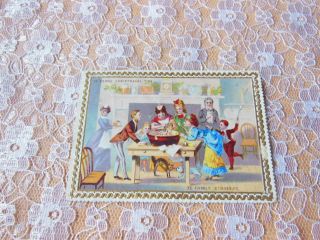 Victorian Christmas Card/festive Family Scene/christmas Pudding Making