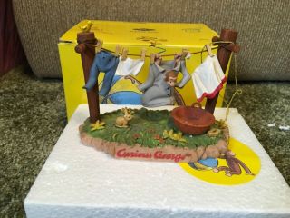 Curious George Westland Giftware Clothes Line Figure Rare With Tag And Box
