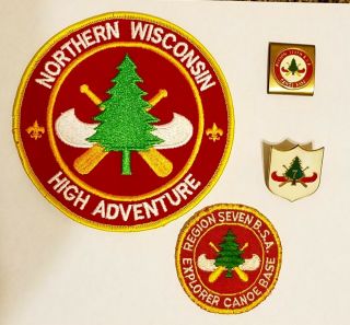 Boy Scouts Region 7 Canoe Base Patch,  Belt Loop,  & N/c Slide And N.  Wisconsin Ba