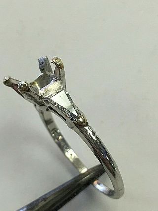 Vintage Platinum Semi - Mount With 2 Baguette Cut 0.  35ct Diamonds Engagement Ring