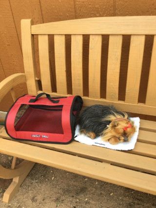 Perfect Petz Silky Yorkie Terrier Puppy Life Like Breathing Dog Carrier & Brush