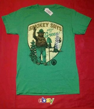 Smokey The Bear Says Keep It Green HEATHER T - Shirt SZ M LOOKS VINTAGE NWT 2