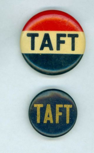 2 Vintage 1908 President William H.  Taft Political Campaign Pinback Buttons Taft