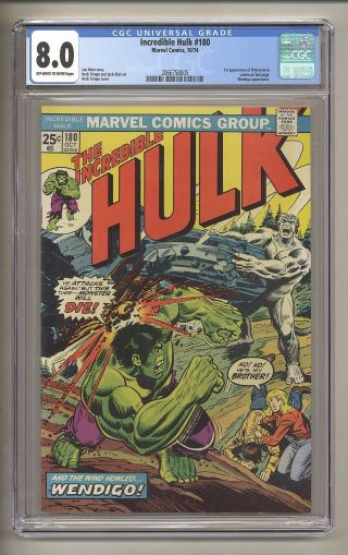 Incredible Hulk 180 (cgc 8.  0) Ow/w Pages; 1st App.  Wolverine In Cameo (c 27069)