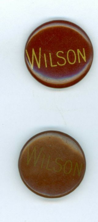 2 Vtg 1912 President Woodrow Wilson Political Campaign Pinback Buttons Maroon