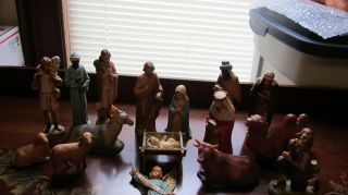 Vintage Art Plastics 16 Pc.  Nativity Figures Mary Joseph Kings Shepherd Animals