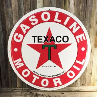 Texaco Star Large 24 " Gasoline Oil Metal Tin Sign Texas Shop Garage Man Cave