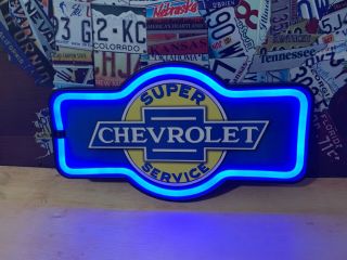 Large Chevrolet Service Neon Signn Gm Chevy Car Truck Sales Shop Garage