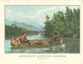 Currier And Ives American 4 Hunting Scenes Wild Duck Shooting Lithographs