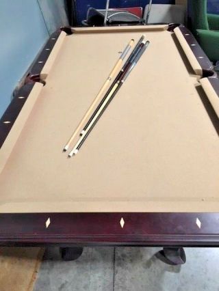 Elegant Vintage Billiards Table - POLE TABLE - With 4 Cues & Ball 89x50 3