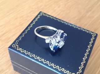 STUNNING RETRO 18CT GOLD DIAMOND AND SAPPHIRE CLUSTER RING SIZE H 1/2 VINTAGE 3