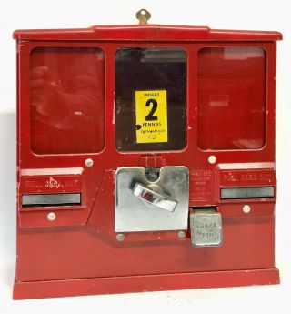 Premiere Vintage Baseball Card Coin Operated Gumball 2 Cents Vending Machine