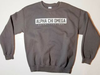 Alpha Chi Omega Sorority 1885 Crewneck Sweater Sweatshirt Gray Size Medium