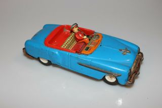 Vintage 1950’s Tin Litho Friction Blue Cadillac Japan W/ Driver Toy M27