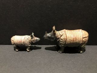 Bandai Kaiyodo Wwf Japan Exclusive Indian Rhino Rhinoceros Pvc Figure Set