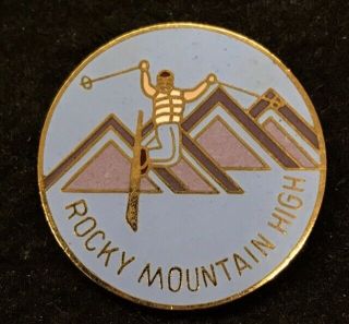 Rocky Mountain High Colrado Novelty Skiing Ski Pin Badge Souvenir Humor Lapel