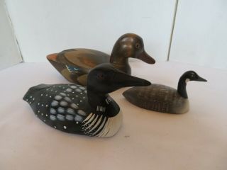 3 Small Wooden Duck Figurines - Hand - Made,  Miniature,  Decoy,  Carved