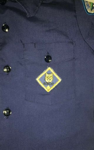 Boy Scouts Of America BSA Youth Size 8 Cub Scout Uniform Shirt Blue Bobcat Patch 2