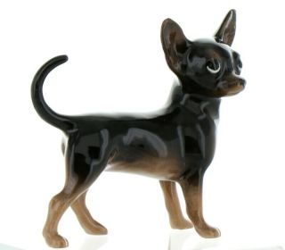 Hagen Renaker Dog Chihuahua Large Black And Tan Ceramic Figurine