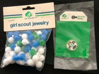 Vintage Girl Scout Jewelry Beads And Pin 1990’s In Package