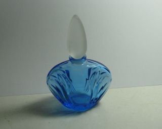 Avon Cobalt Blue Water Lilly Empty Perfume Bottle With Frosted Stopper Collect