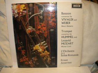 Decca Sxl 6375 Stereo Wb 1ed/vivaldi Weber Mozart Hummel Bassoon Conc.  Ansermet