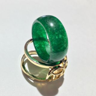 Vintage Transparent Imperial Emerald Green Burmese Jadeite Jade Ring