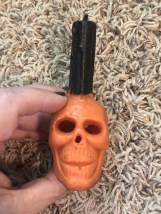 Vintage Gurley Halloween Skull Skeleton Wax Candle Creepy Cool