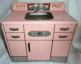 1950s Wolverine Tyos Pittsburgh Pink Metal Sink Cabinet W/drawer