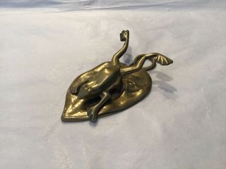 Vintage Brass Frog On A Lily Pad Hanging Paper Clip