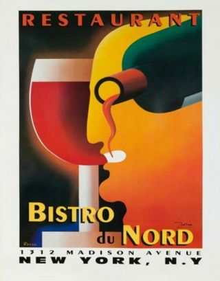 Bistro Du Nord By Razzia Original Vintage French Drinks Poster