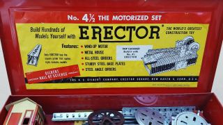 Erector Set No.  4 1/2 Engineers Motorized Set - Vintage Toy Metal Box