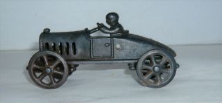 Atique Cast Iron Toy Boat Tail Race Car W/driver