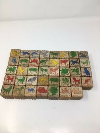 39 Vtg 1960s Wooden Toy Abc Alphabet Blocks