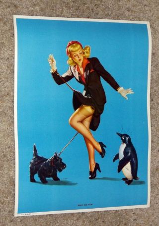 1940s Giant Pin Up Girl Lithograph By Elvgren Birds Eye View