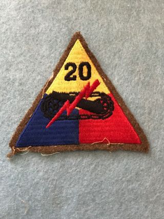 Ww2 Us Army Military 20th Armored Division Forces Patch Ssi Insignia