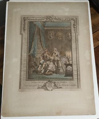 1700’s French Etching Le Couché De La Mariée Charles Emmanuel Patas Queverdo