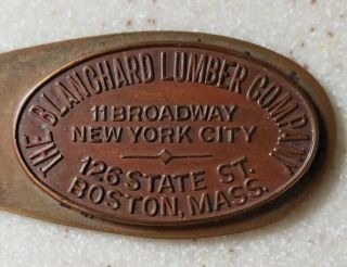 Vintage The Blanchard Lumber Company Letter Opener,  Brass,  Copper (?)