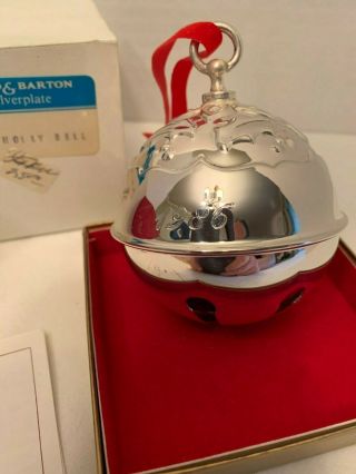 Reed & Barton 1986 Silverplate Christmas Holly Bell Jingle Bell Ornament 2