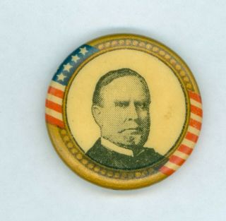 1900 Vintage President William Mckinley Political Campaign Pinback Button Flag D