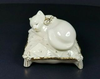 Lenox Cat With Bow Sleeping On Pillow Dreaming Away Porcelain Figurine 3 