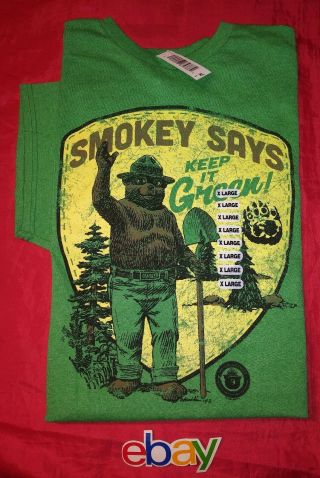 Smokey The Bear Says Keep It Green Heather T - Shirt Sz Xl Looks Vintage Nwt