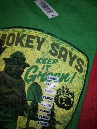 Smokey The Bear Says Keep It Green HEATHER T - Shirt SZ XL LOOKS VINTAGE NWT 3