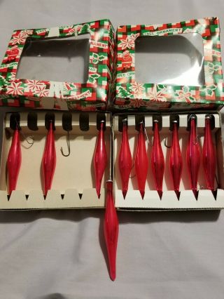 10 Vintage Hand Blown Glass Icicle Teardrop Christmas Tree Ornaments Japan