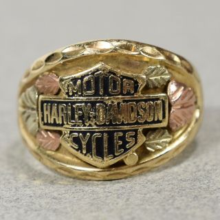 Vintage 10k Gold Harley - Davidson Black Hills Gold Ring Size 10.  5 - - 1243